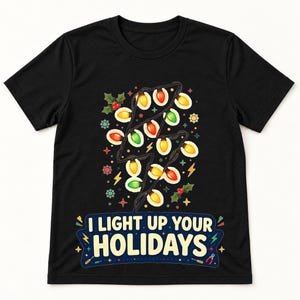 Lit-Up Holidays shirt — flat lay