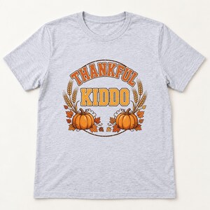 Thankful Kiddo Thanksgiving shirt — flat lay