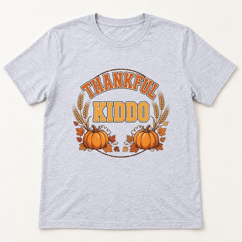 Thankful Kiddo Thanksgiving shirt — flat lay