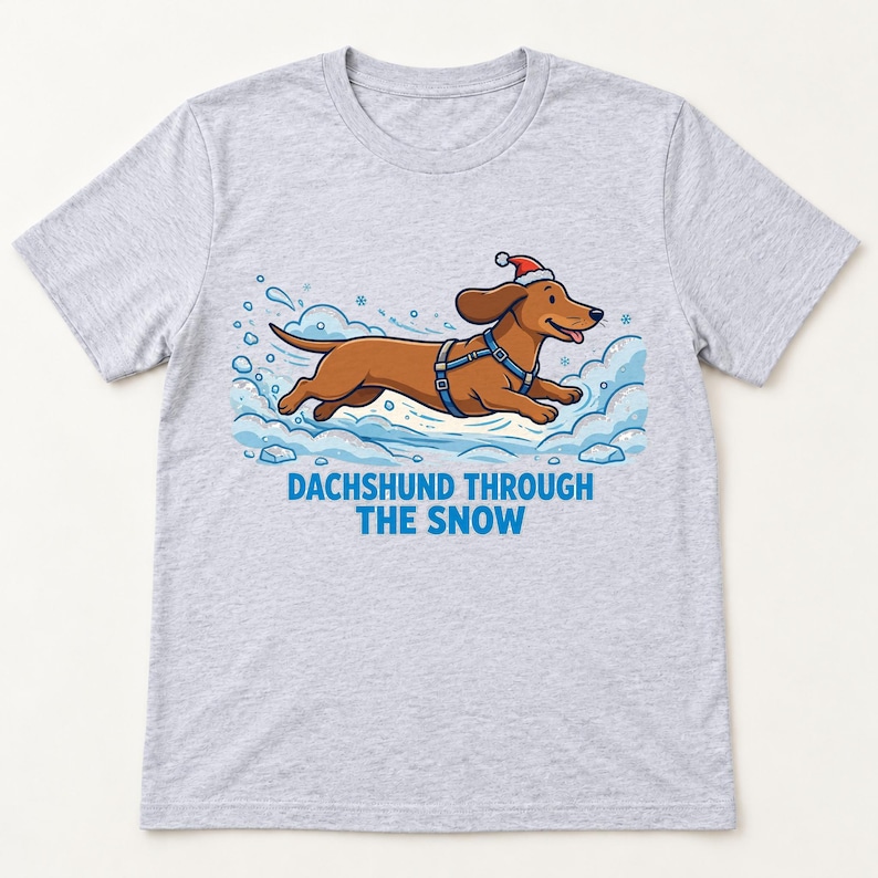 Dachshund Through the Snow Christmas shirt — flat lay