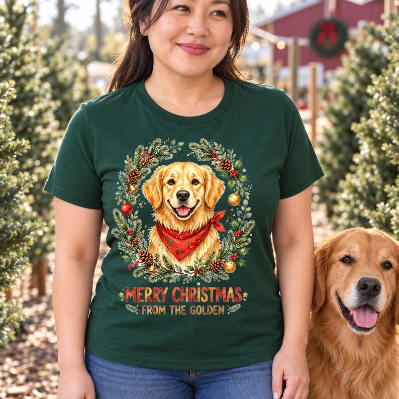 Golden Christmas shirt — lifestyle photo