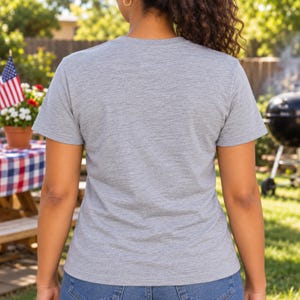 Red White and Distracted shirt — back view