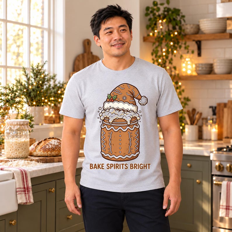 Bake Spirits Bright Christmas shirt — lifestyle photo