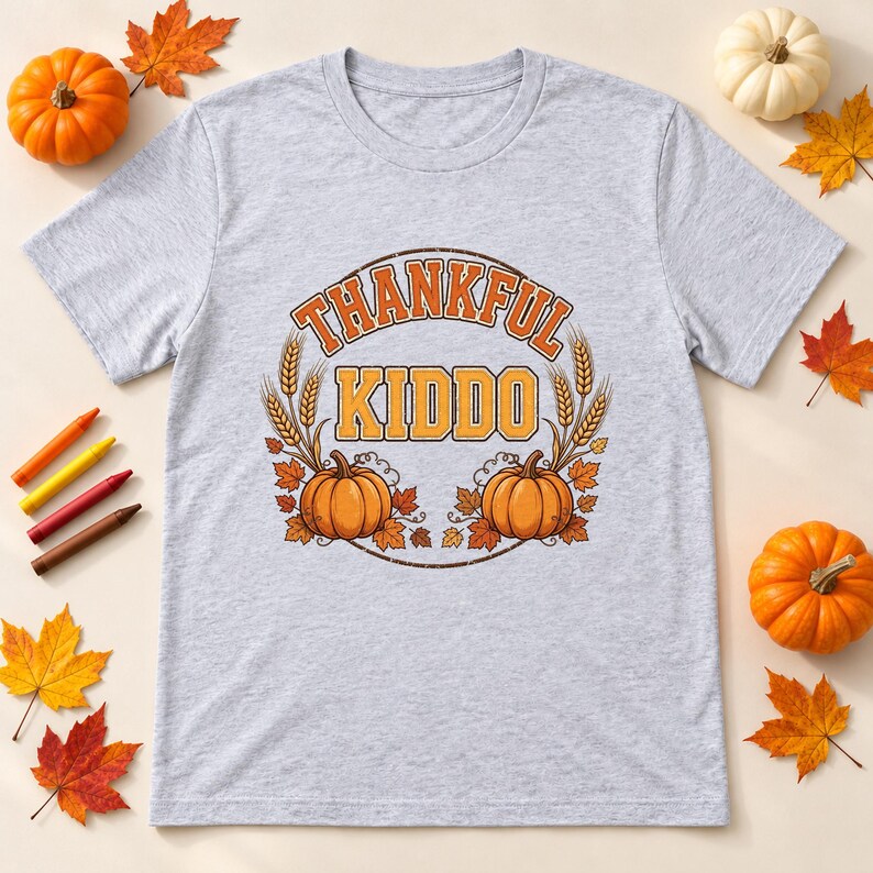 Thankful Kiddo Thanksgiving shirt — lifestyle photo
