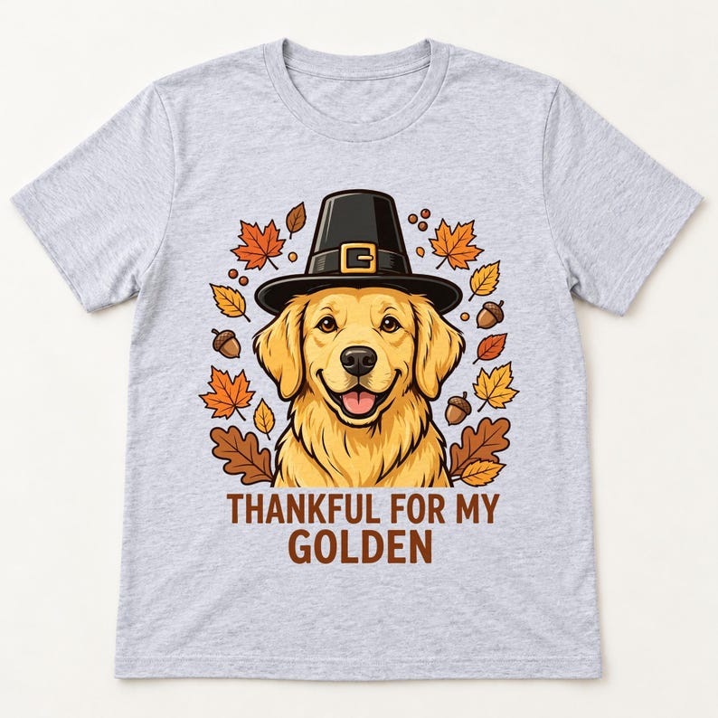 Grateful Golden Thanksgiving shirt — flat lay