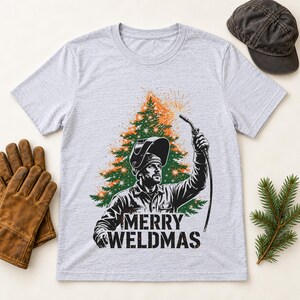 Merry Weldmas Christmas shirt — lifestyle photo