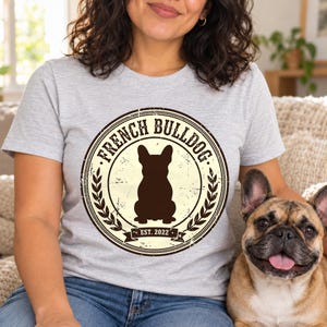 Frenchie Badge shirt — worn by model