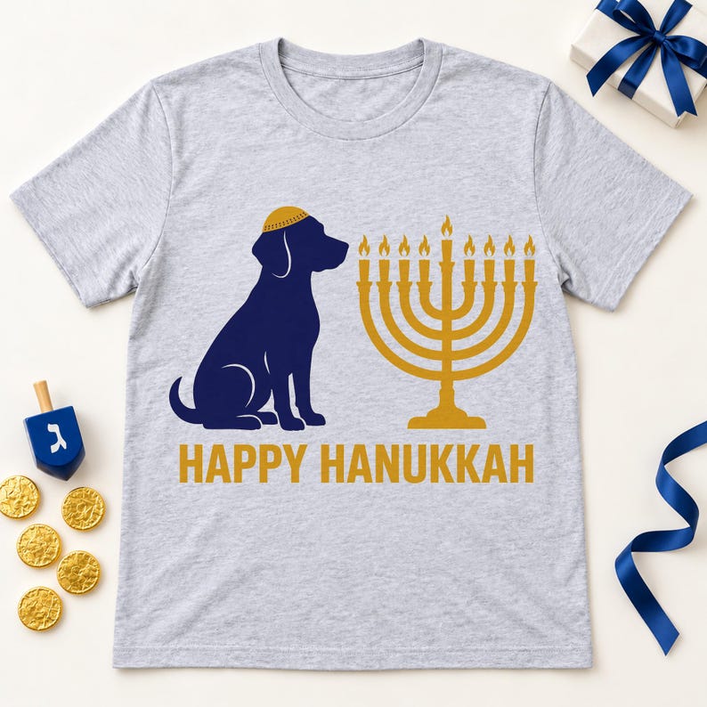 Hanukkah Hound shirt — lifestyle photo
