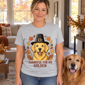 Grateful Golden Thanksgiving shirt — worn by model