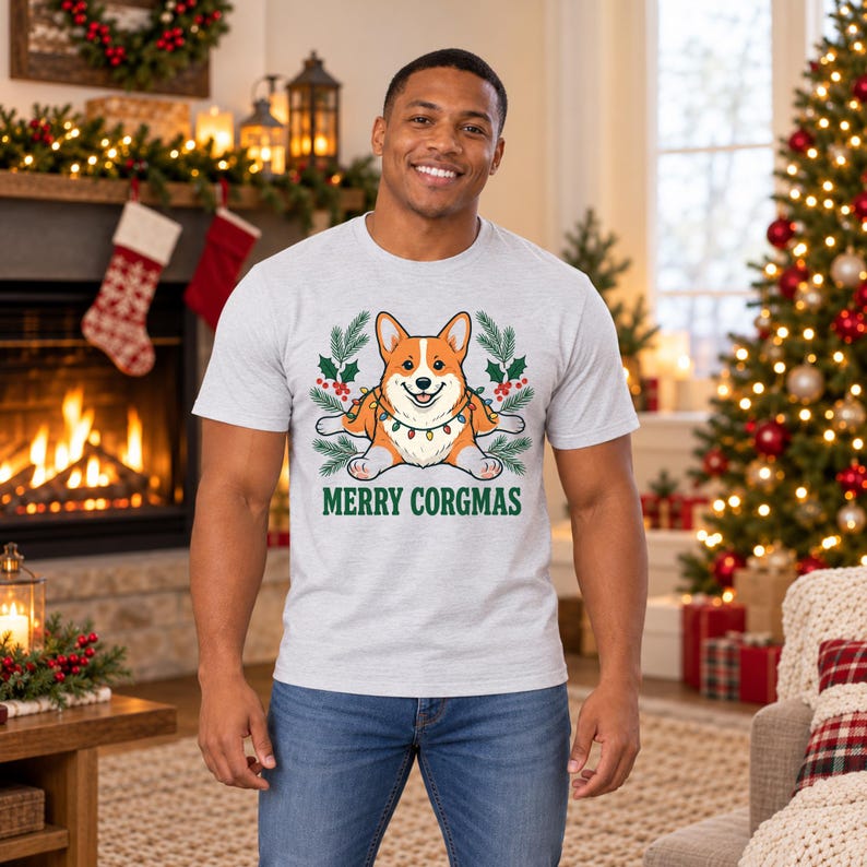 Merry Corgmas Christmas shirt — lifestyle photo