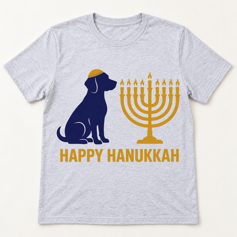 Hanukkah Hound shirt — flat lay