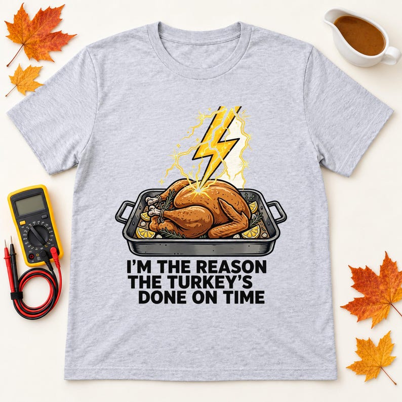 Turkey Day Electrician Thanksgiving shirt — lifestyle photo