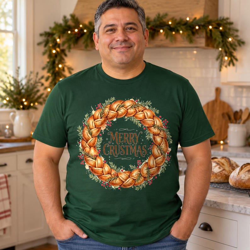 Merry Crustmas shirt — worn by model