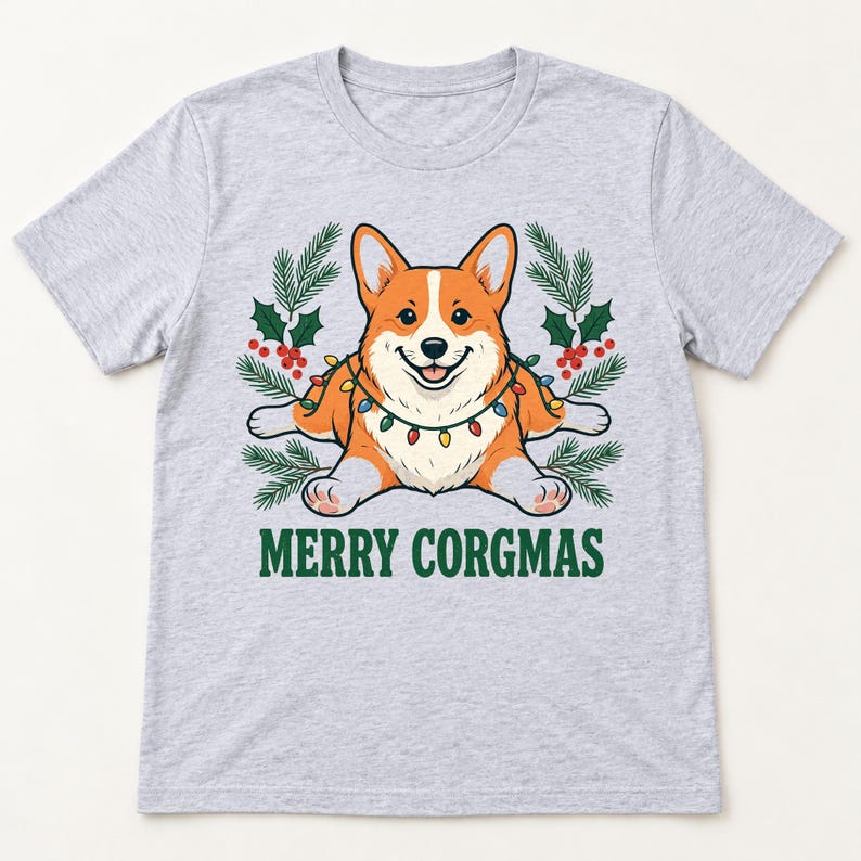 Merry Corgmas Christmas shirt — flat lay