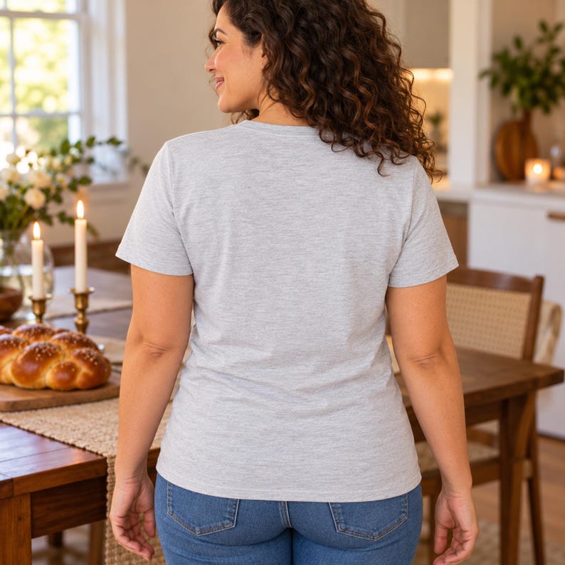 Happy Challah-days Hanukkah shirt — back view