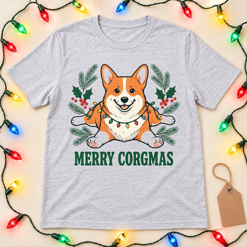 Merry Corgmas Christmas shirt — lifestyle photo