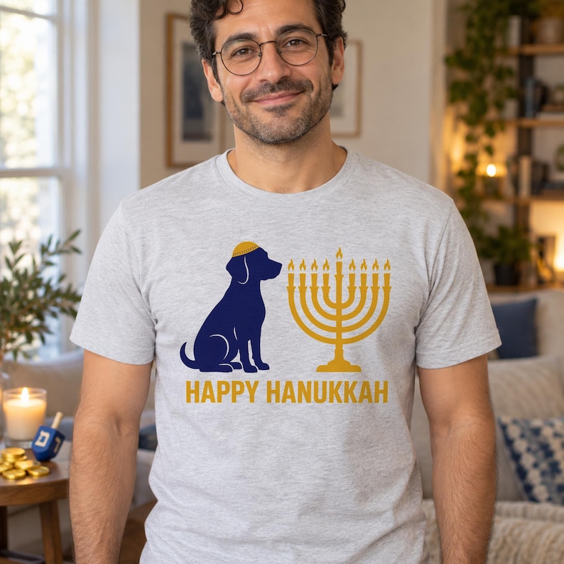Hanukkah Hound Hanukkah shirt — worn by model