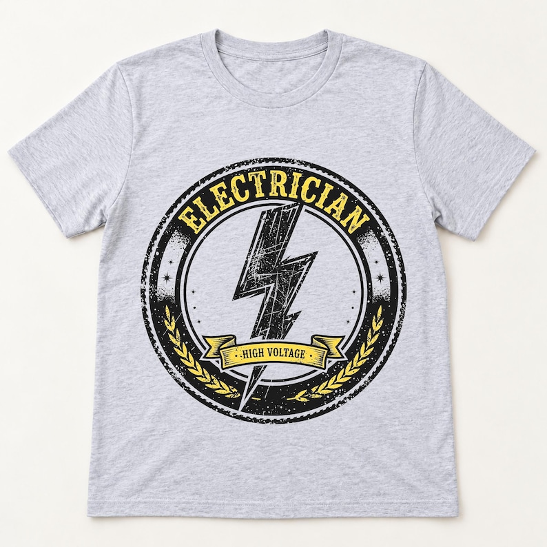 Electrician Badge shirt — flat lay