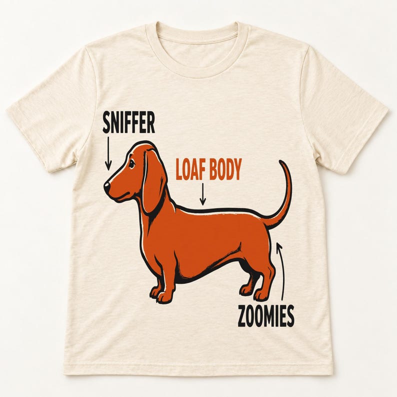 Dachshund Anatomy shirt — flat lay
