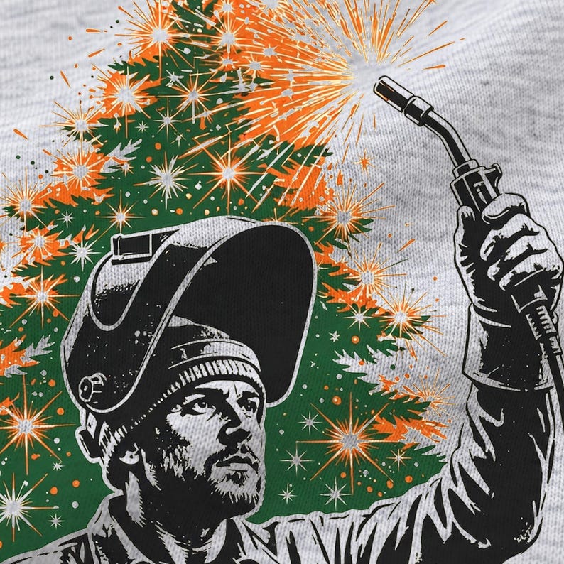 Merry Weldmas Christmas shirt — design close-up