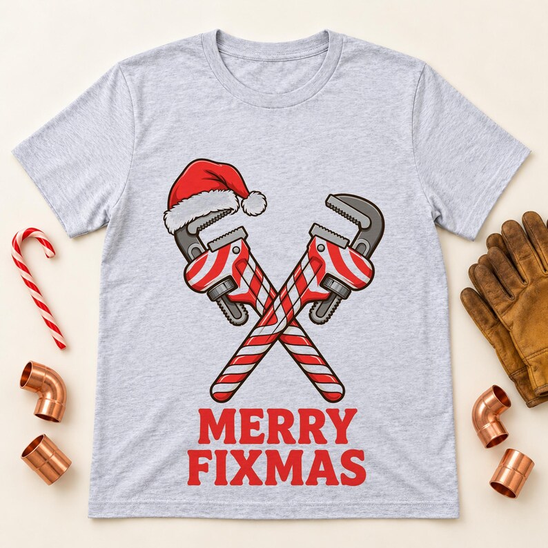 Fixmas Plumber Christmas shirt — lifestyle photo