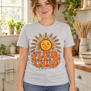 Sourdough Shirt, Flour Child Funny Baking Tee, Retro 70s Gift