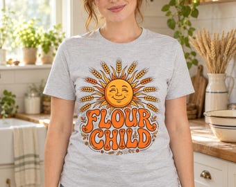 Sourdough Shirt, Flour Child Funny Baking Tee, Retro 70s Gift