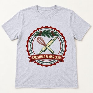Christmas Baking Crew shirt — flat lay