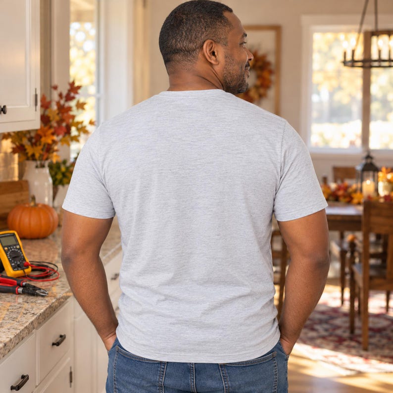 Turkey Day Electrician Thanksgiving shirt — back view