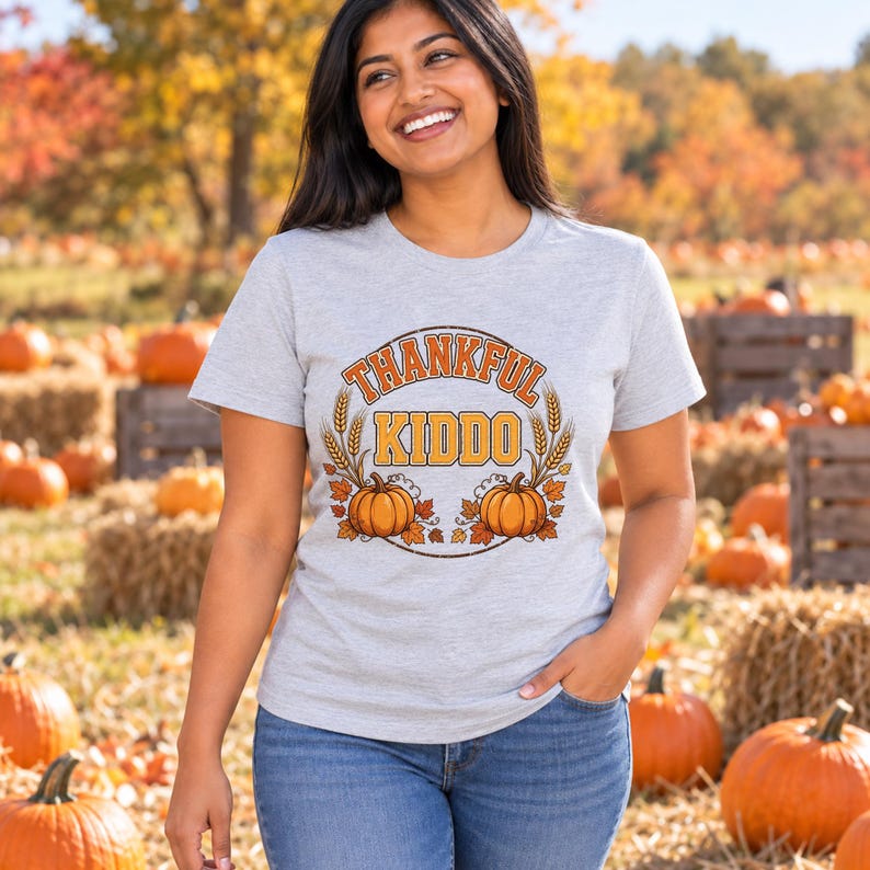 Thankful Kiddo Thanksgiving shirt — lifestyle photo