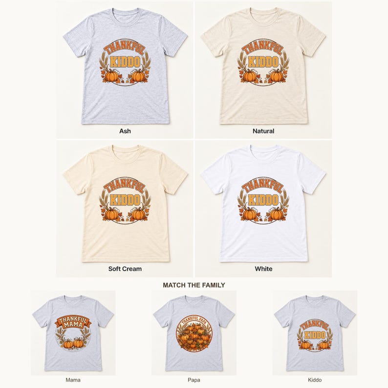 Thankful Kiddo Thanksgiving shirt — color options
