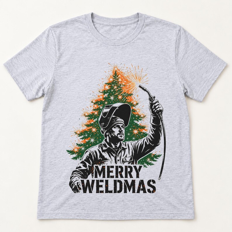 Merry Weldmas Christmas shirt — flat lay