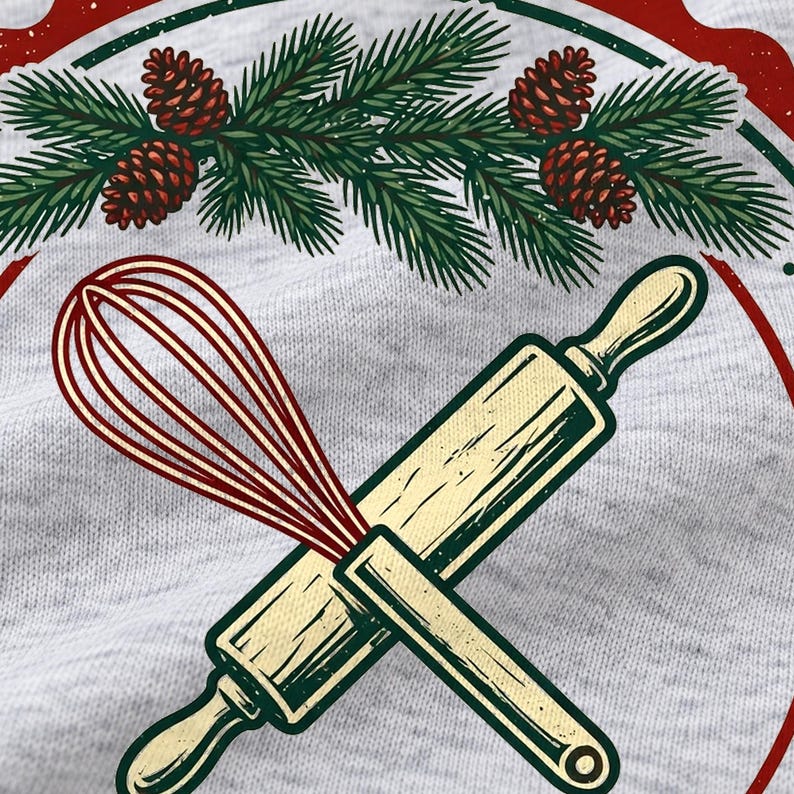 Christmas Baking Crew shirt — design close-up
