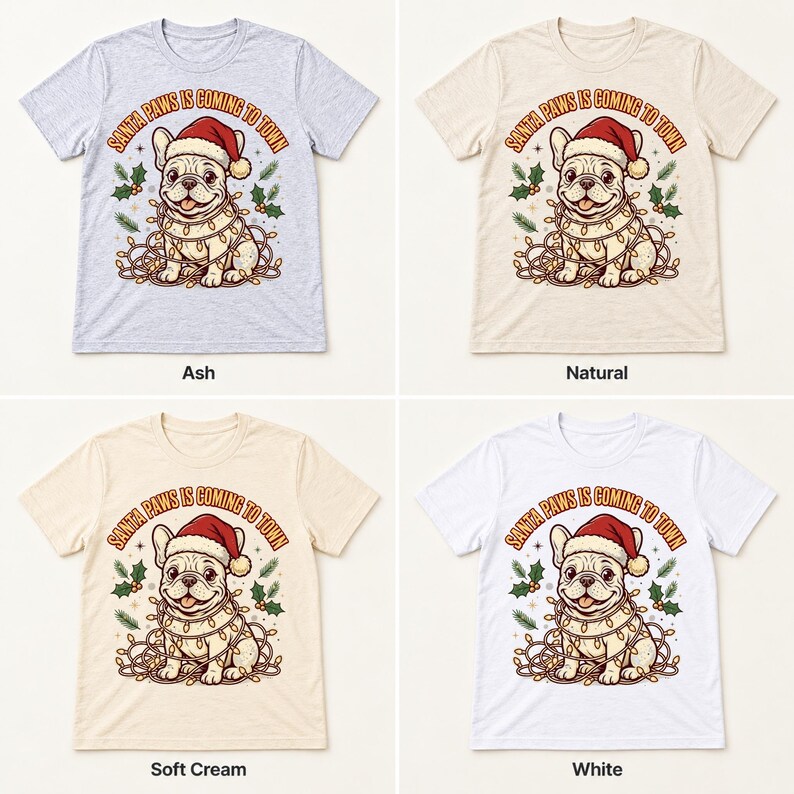 Frenchie Santa Paws Christmas shirt — color options