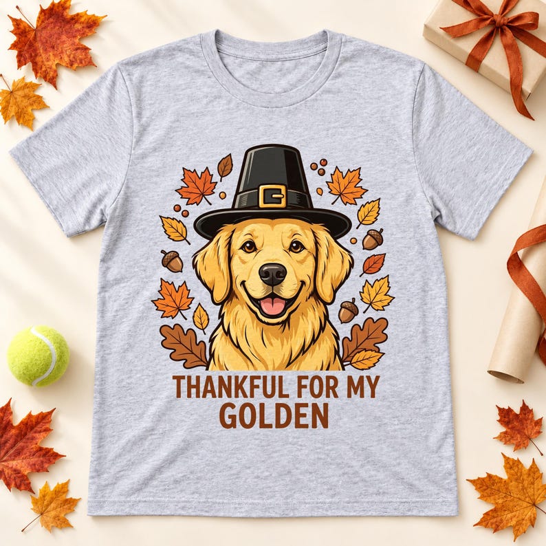Grateful Golden Thanksgiving shirt — lifestyle photo