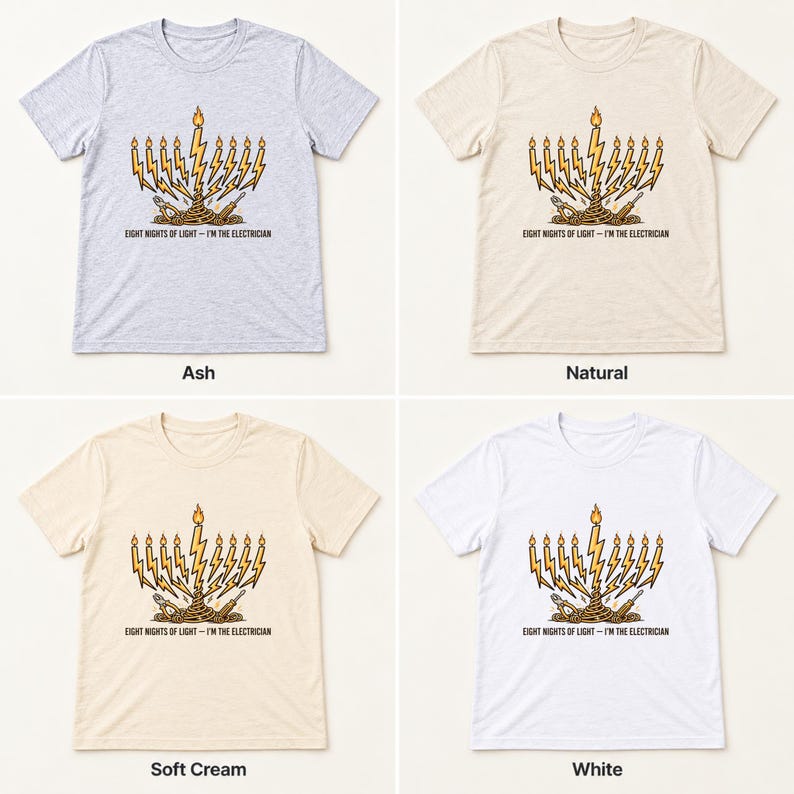 Eight Nights of Light Hanukkah shirt — color options
