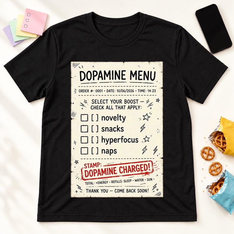 Dopamine Menu shirt — lifestyle photo