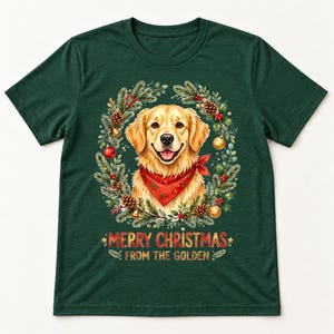Golden Christmas shirt — flat lay