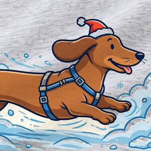 Dachshund Through the Snow Christmas shirt — design close-up