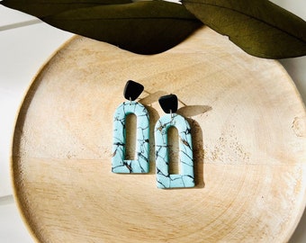 Faux Turquoise Arch Polymer Clay Earrings