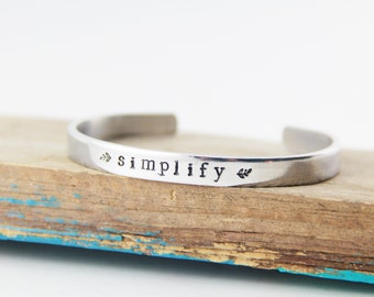 Simplify Metal Stamped Cuff Bracelet - Inspirational Bracelet Cuff