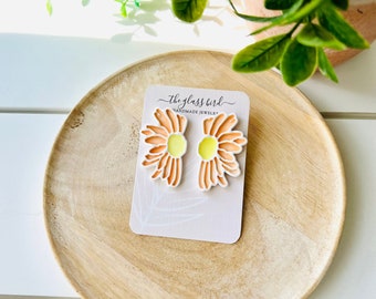 Flower Polymer Clay Statement Stud Earrings