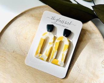 Marbled Yellow Arch Polymer Clay Earrings