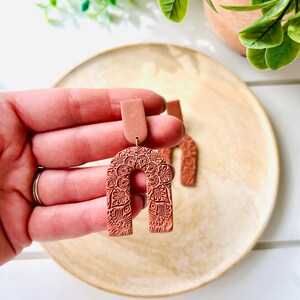 Terra Cotta Mandala Arch Polymer Clay Earrings image 4