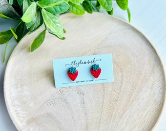 Strawberry Polymer Clay Stud Earrings