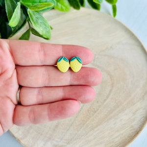 Lemon Polymer Clay Stud Earrings Whole Lemon image 3