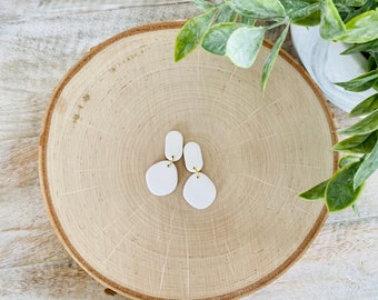 Simple White Polymer Clay Earrings