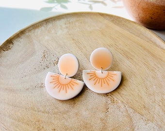 Peach Sunrise Polymer Clay Earrings