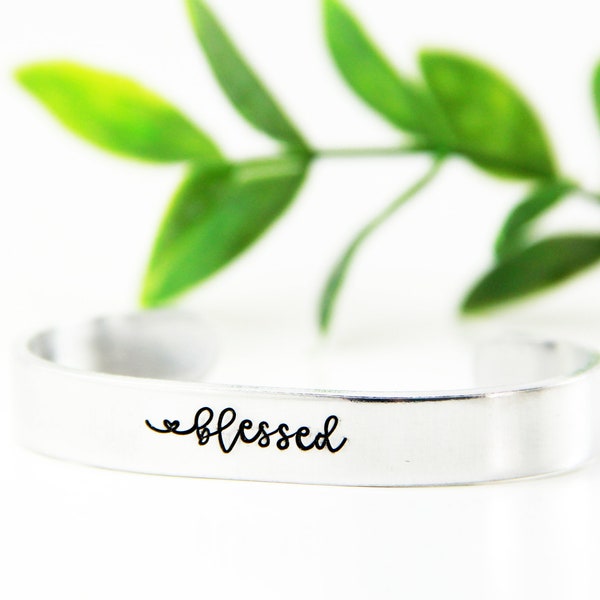 Blessed Metal Hand Stamped Cuff Bracelet