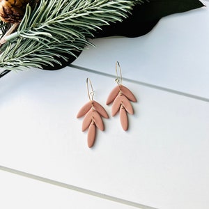 Tropical Leaves Clay Earrings Mocha image 6